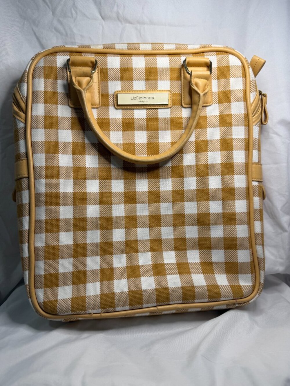 Liz Claiborne Gingham Laptop Tote - Picture 2 of 10